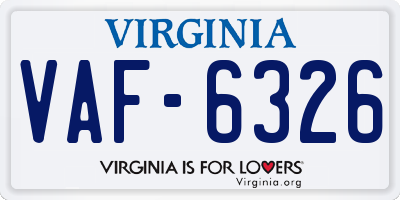 VA license plate VAF6326
