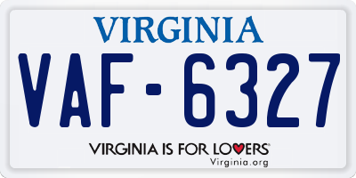 VA license plate VAF6327