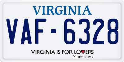 VA license plate VAF6328