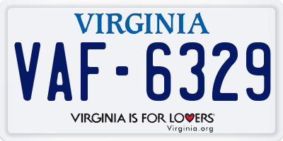 VA license plate VAF6329