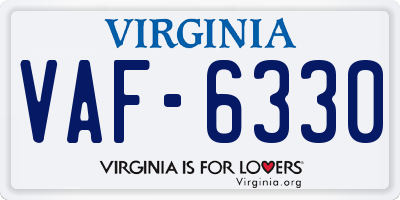 VA license plate VAF6330