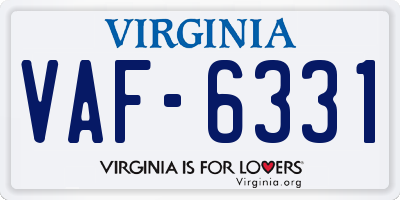 VA license plate VAF6331
