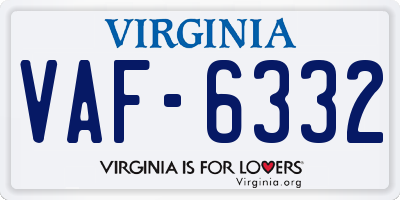 VA license plate VAF6332