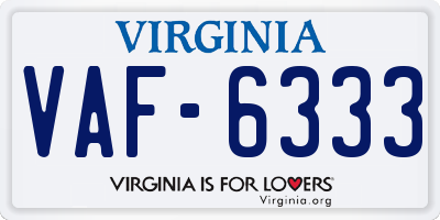 VA license plate VAF6333