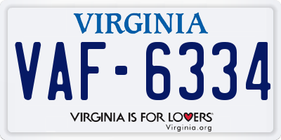 VA license plate VAF6334