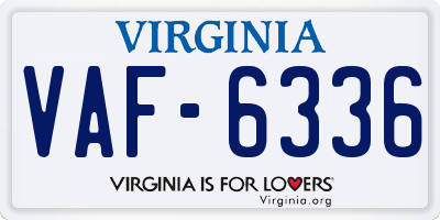 VA license plate VAF6336