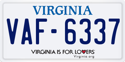 VA license plate VAF6337
