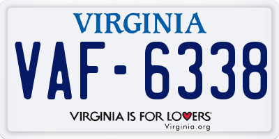 VA license plate VAF6338