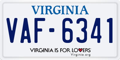 VA license plate VAF6341