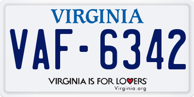 VA license plate VAF6342