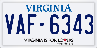 VA license plate VAF6343