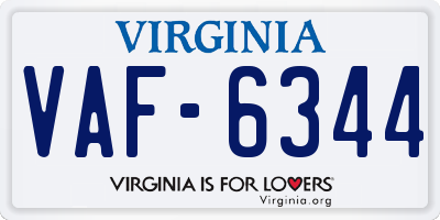 VA license plate VAF6344