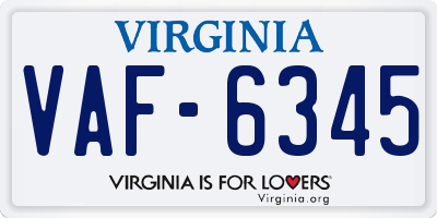 VA license plate VAF6345