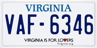 VA license plate VAF6346