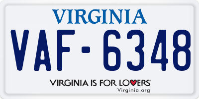 VA license plate VAF6348