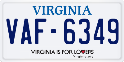 VA license plate VAF6349