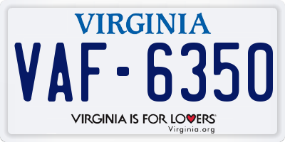 VA license plate VAF6350