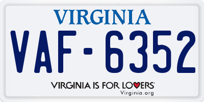 VA license plate VAF6352