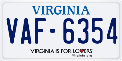 VA license plate VAF6354