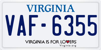 VA license plate VAF6355