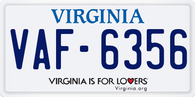 VA license plate VAF6356