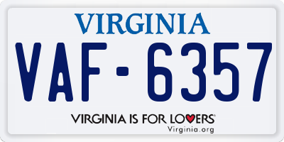 VA license plate VAF6357