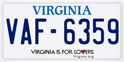 VA license plate VAF6359