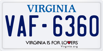 VA license plate VAF6360