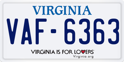 VA license plate VAF6363
