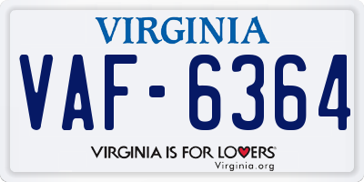 VA license plate VAF6364