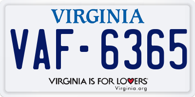 VA license plate VAF6365