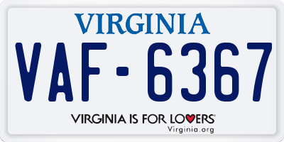 VA license plate VAF6367