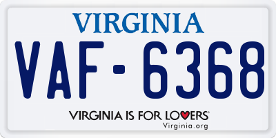 VA license plate VAF6368