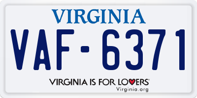 VA license plate VAF6371