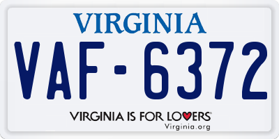 VA license plate VAF6372
