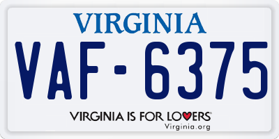 VA license plate VAF6375