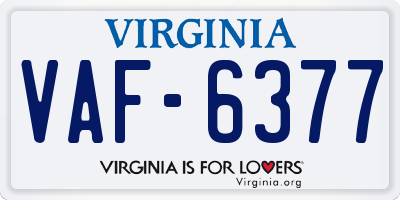 VA license plate VAF6377