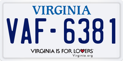 VA license plate VAF6381