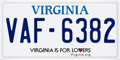 VA license plate VAF6382