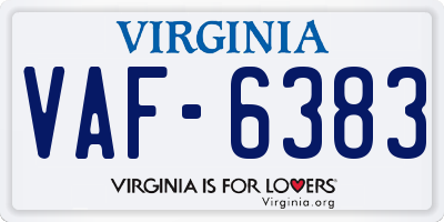 VA license plate VAF6383