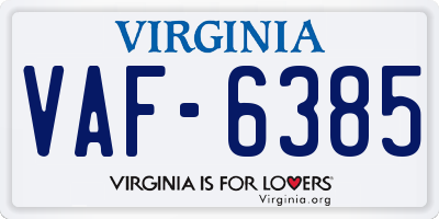 VA license plate VAF6385