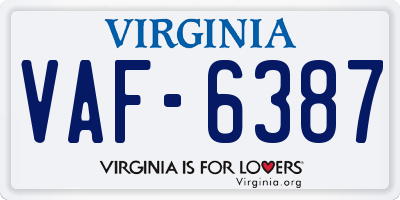 VA license plate VAF6387