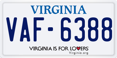 VA license plate VAF6388