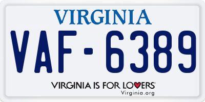 VA license plate VAF6389