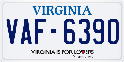 VA license plate VAF6390
