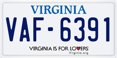 VA license plate VAF6391