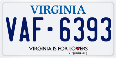 VA license plate VAF6393