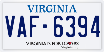 VA license plate VAF6394