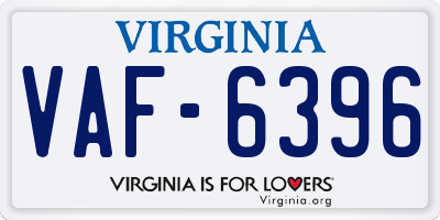 VA license plate VAF6396