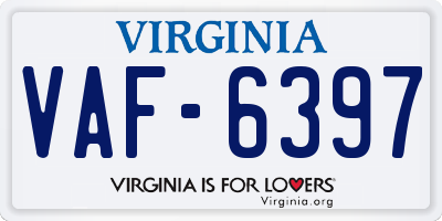 VA license plate VAF6397